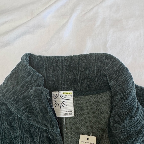 OFFLINE By Aerie Cable Lounge Full Zip Mystical Green Sz XS - Picture 4 of 5